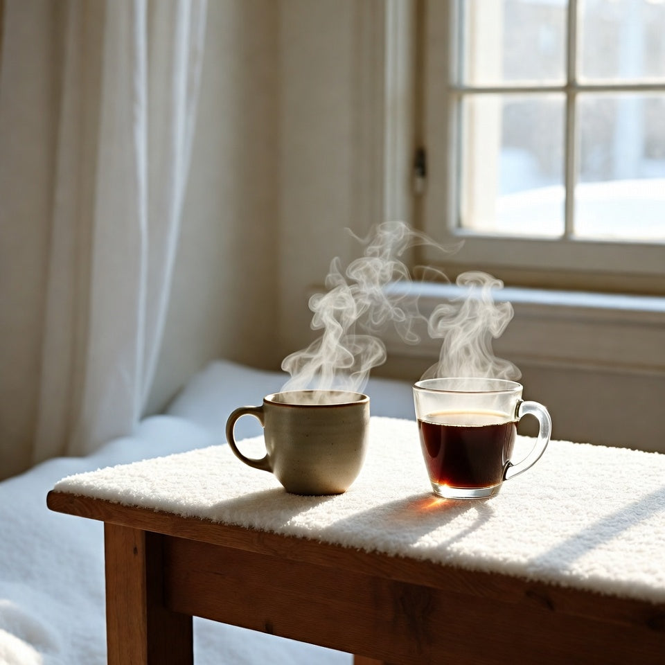 Quanta Vine eco-friendly cups and drinkware, minimalist designs in gentle glow, supporting sustainable hydration and Lagom daily rituals.